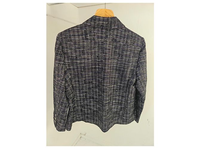 Chaqueta de tweed CHANEL negra con blanco - vista 7