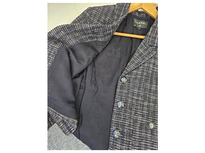 Chaqueta de tweed CHANEL negra con blanco - vista 9