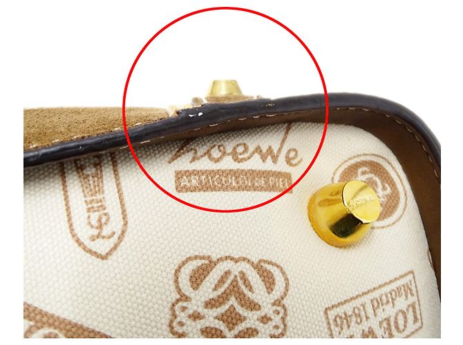 Bolsa Boston Loewe em lona bege e castanha - vista 10