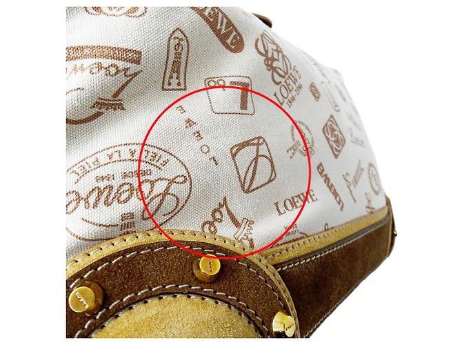 Bolsa Boston Loewe em lona bege e castanha - vista 12