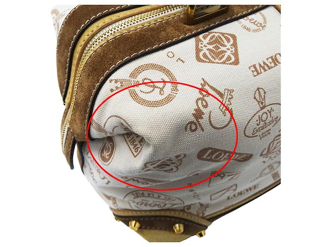 Bolsa Boston Loewe em lona bege e castanha - vista 13