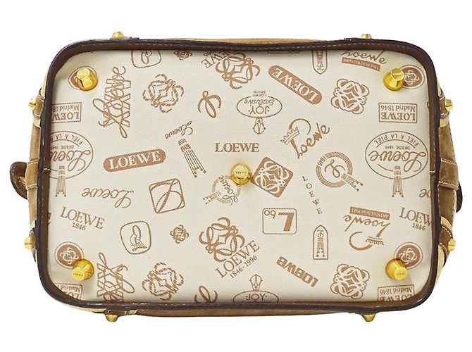 Bolsa Boston Loewe em lona bege e castanha - vista 3
