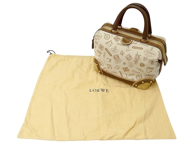 Bolsa Boston Loewe em lona bege e castanha - vista 7