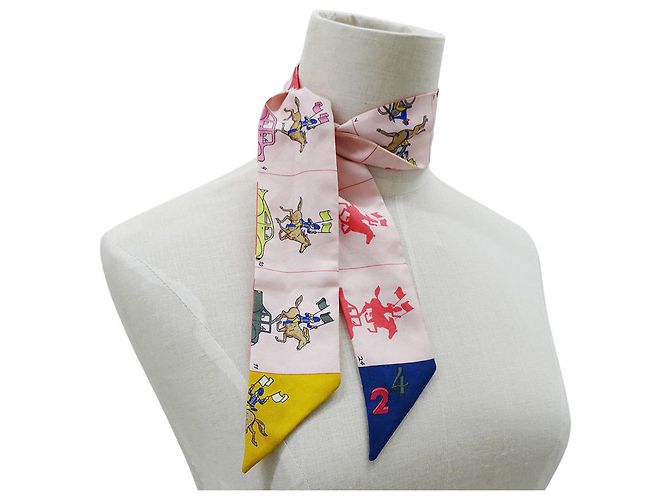 Hermès Lenço de seda rosa Hermes - vista 4