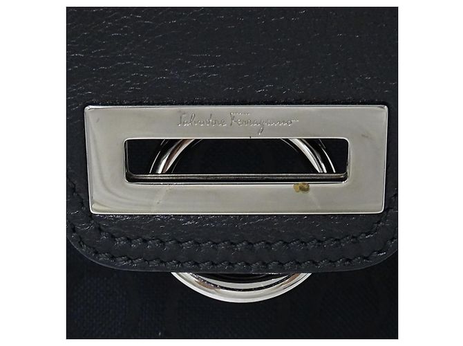 Gancini Borsa Tote Salvatore Ferragamo in tela nera - vista 17