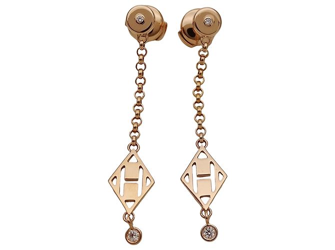 Hermès Boucles d'oreilles puces Hermes Pink Gold - vue 3