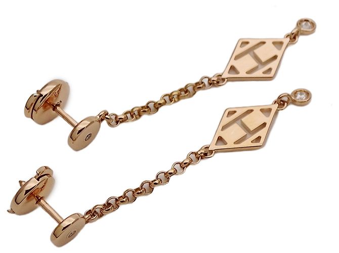 Hermès Boucles d'oreilles puces Hermes Pink Gold - vue 4