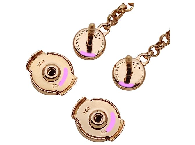 Hermès Boucles d'oreilles puces Hermes Pink Gold - vue 5