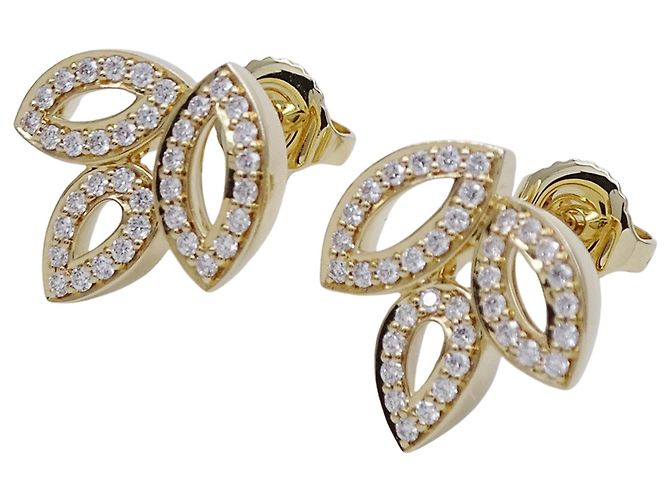 Boucles d'oreilles puces Harry Winston en or jaune 18K - vue 3