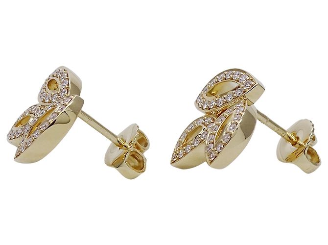 Boucles d'oreilles puces Harry Winston en or jaune 18K - vue 4