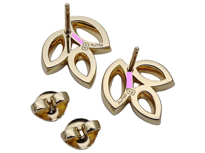 Boucles d'oreilles puces Harry Winston en or jaune 18K - vue 5