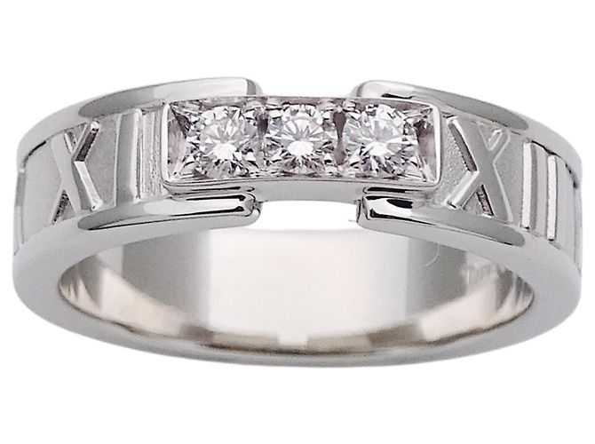 Autre Marque Anello Fascia Atlas da Donna Tiffany & Co. con 3 Diamanti - vista 2