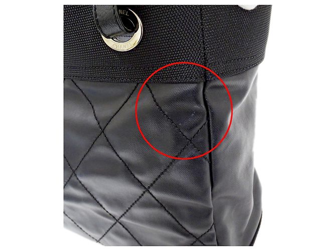 Bolso Tote Chanel de lona recubierta negra - vista 12