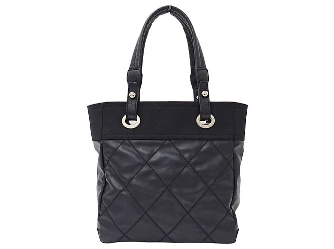 Bolso Tote Chanel de lona recubierta negra - vista 2
