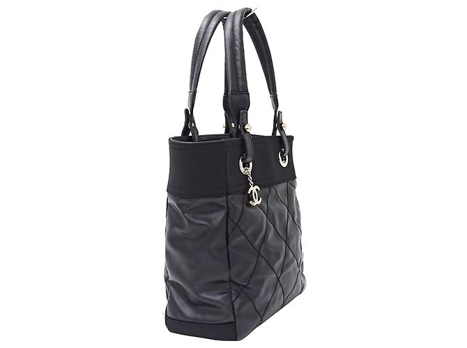 Bolso Tote Chanel de lona recubierta negra - vista 4