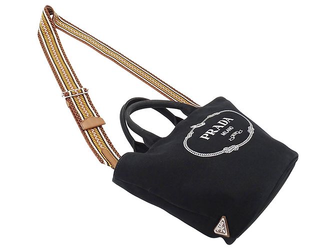 Tote Bolsa Prada em lona preta - vista 4