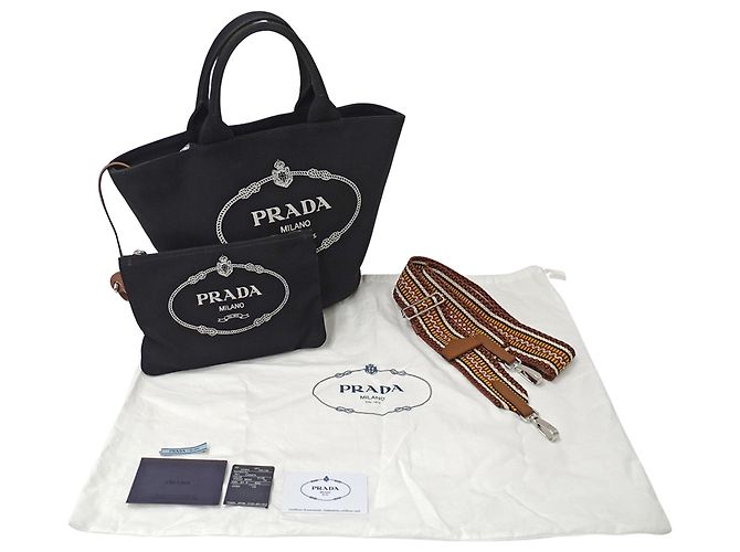 Tote Bolsa Prada em lona preta - vista 7