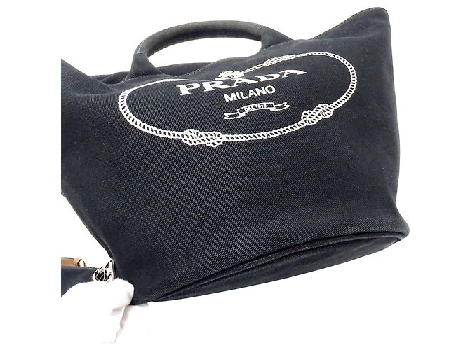 Tote Bolsa Prada em lona preta - vista 9