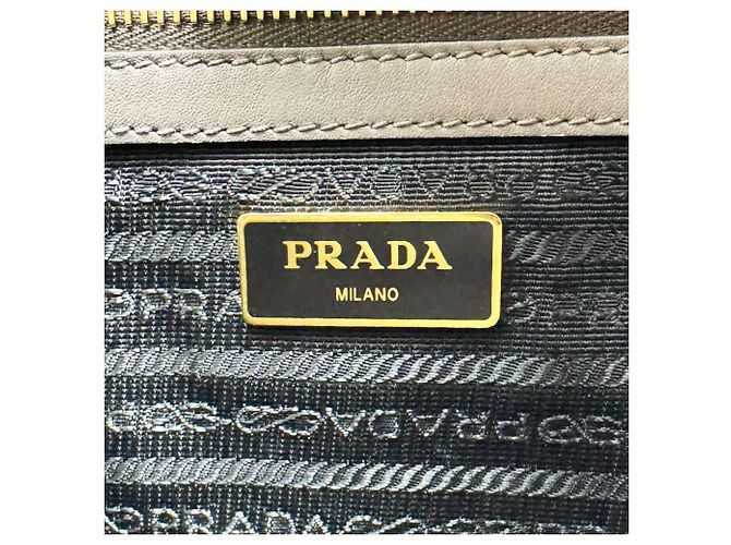 Borsa a mano Prada in pelle Greige - vista 13