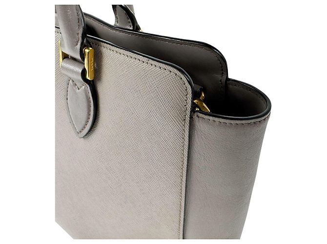 Borsa a mano Prada in pelle Greige - vista 6