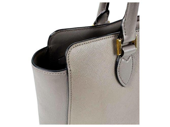 Borsa a mano Prada in pelle Greige - vista 7