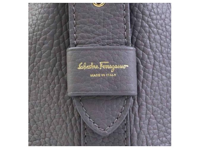 Gancini Borsa a tracolla in pelle grigia Salvatore Ferragamo - vista 14