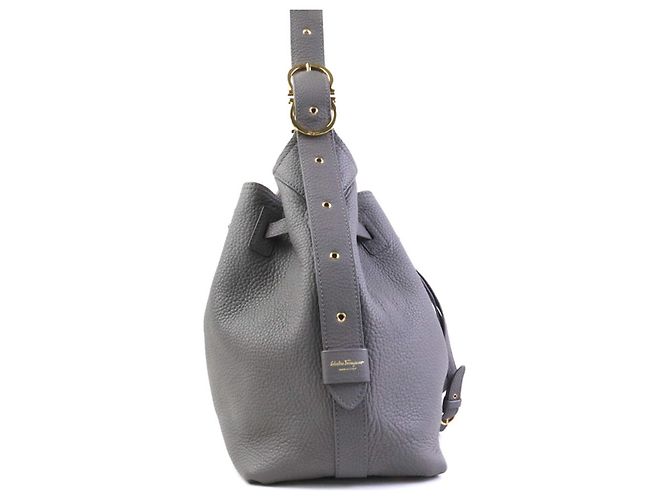 Gancini Borsa a tracolla in pelle grigia Salvatore Ferragamo - vista 2