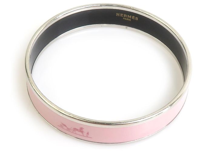 Hermès Hermes Pink and Silver Bangle Bracelet - view 4