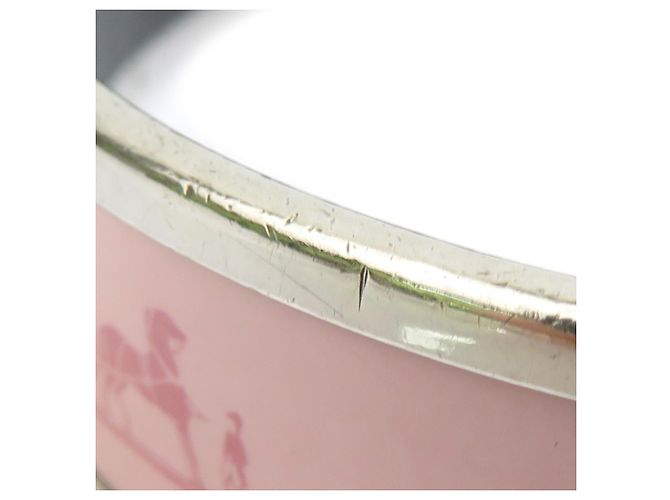 Hermès Hermes Pink and Silver Bangle Bracelet - view 6