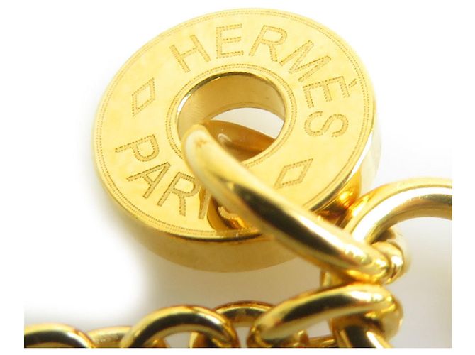 Hermès Collana in pelle nera e oro Hermes - vista 5