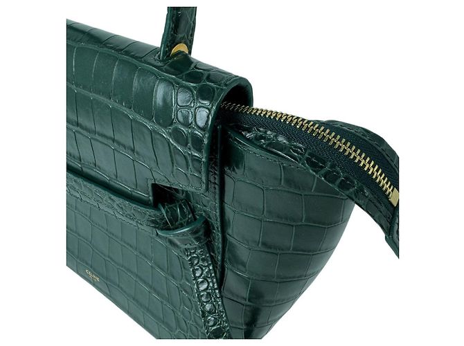 Céline Borsa a mano Celine in pelle goffrata verde - vista 6