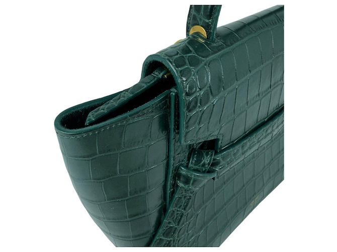 Céline Borsa a mano Celine in pelle goffrata verde - vista 7