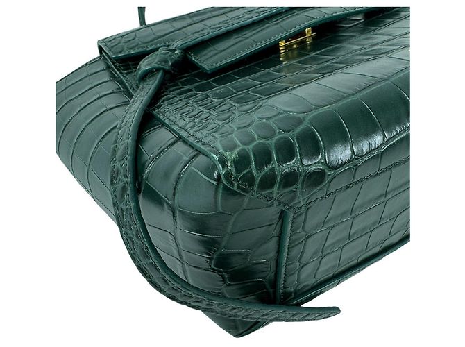 Céline Borsa a mano Celine in pelle goffrata verde - vista 9