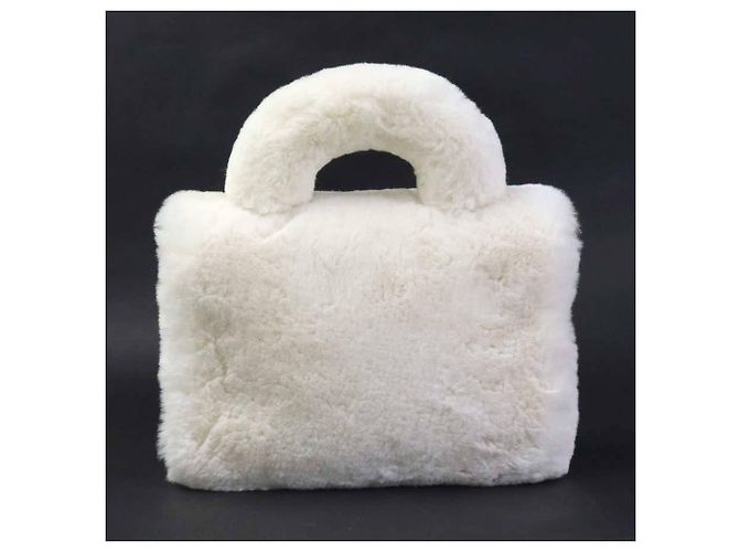 Bolsa de mão Chanel em couro e pele Off-White - vista 3