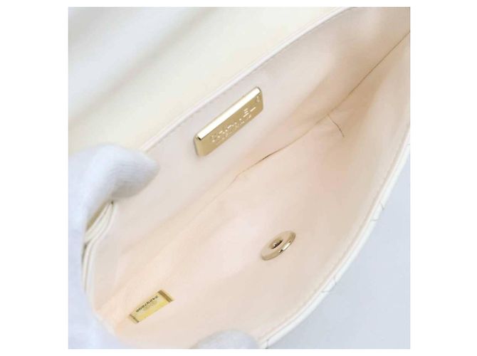 Bolsa de mão Chanel em couro e pele Off-White - vista 5