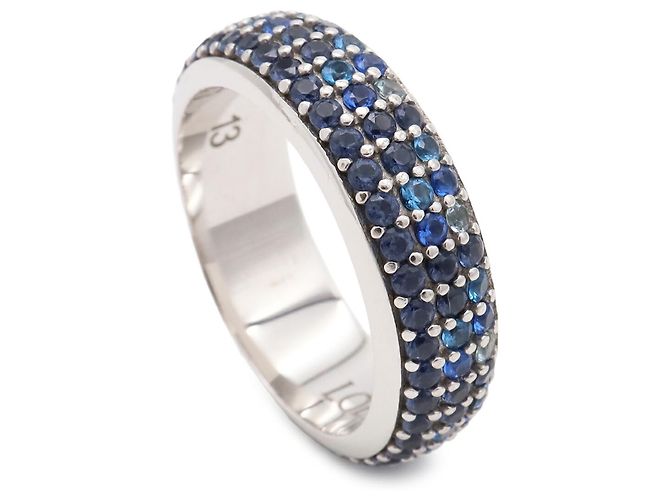 Anillo Loewe Pave Thin de plata y cristal azul - vista 3