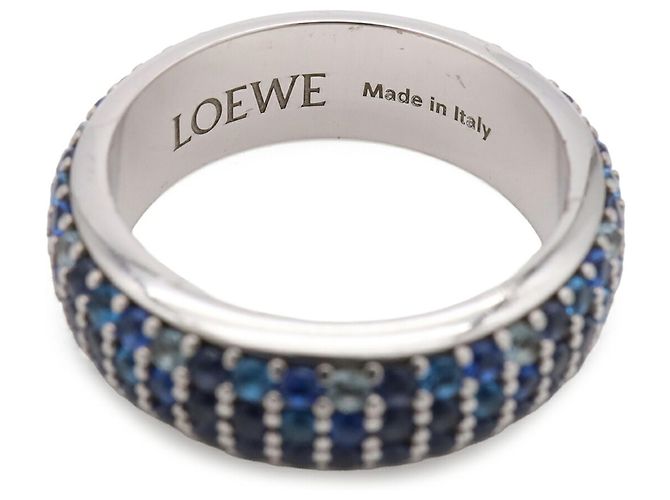 Anillo Loewe Pave Thin de plata y cristal azul - vista 5