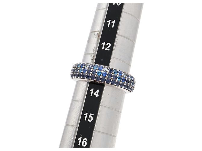Anillo Loewe Pave Thin de plata y cristal azul - vista 6