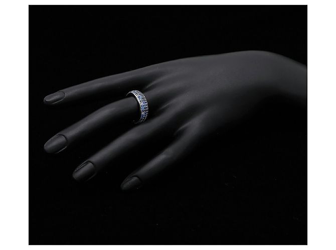 Anillo Loewe Pave Thin de plata y cristal azul - vista 7