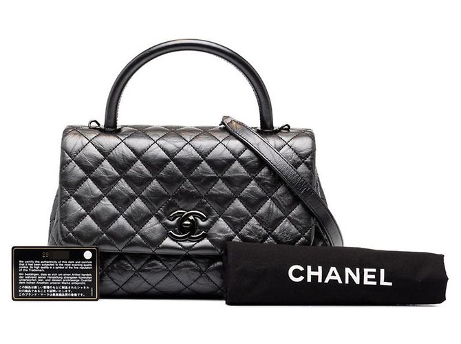 Coco Handle Borsa Chanel Matelassé 29 in Gray Gunmetal - vista 7