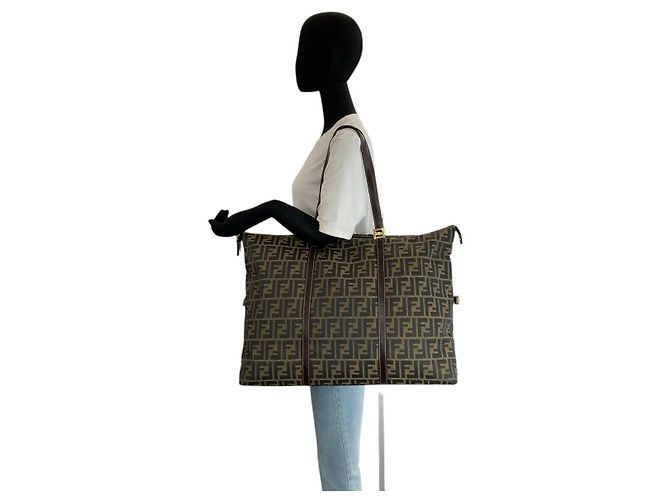 Fendi Zucca Canvas Leather Tote Bag - view 3
