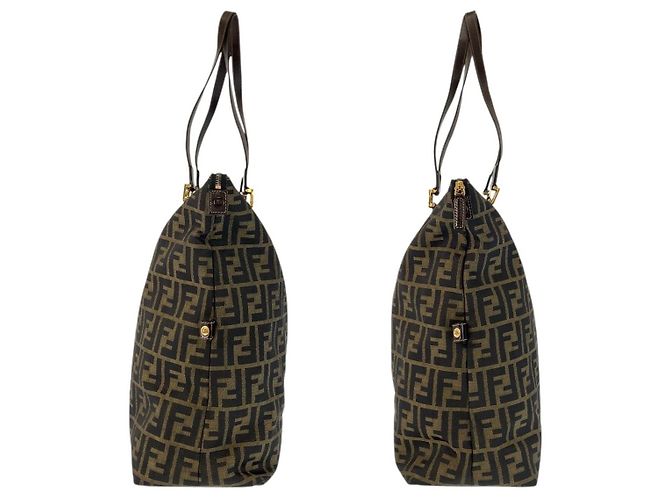 Fendi Zucca Canvas Leather Tote Bag - view 4