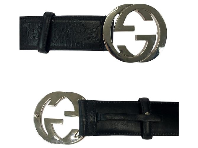 Cinturón de cuero GucciSima Interlocking GUCCI - vista 4