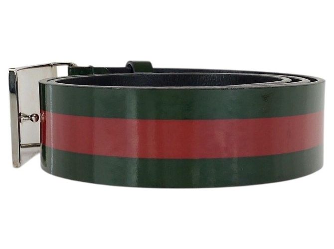 Cinturón de cuero GUCCI con estampado GG y banda Web - vista 2