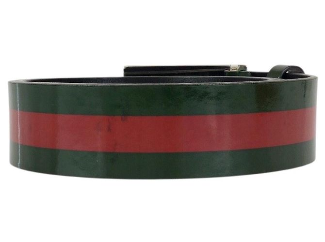 Cinturón de cuero GUCCI con estampado GG y banda Web - vista 3