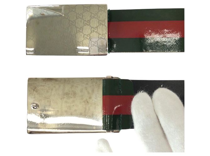 Cinturón de cuero GUCCI con estampado GG y banda Web - vista 5
