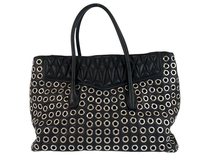 Sac cabas Miu Miu Biker en cuir perforé - vue 2