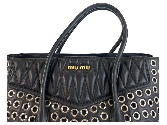 Sac cabas Miu Miu Biker en cuir perforé - vue 6