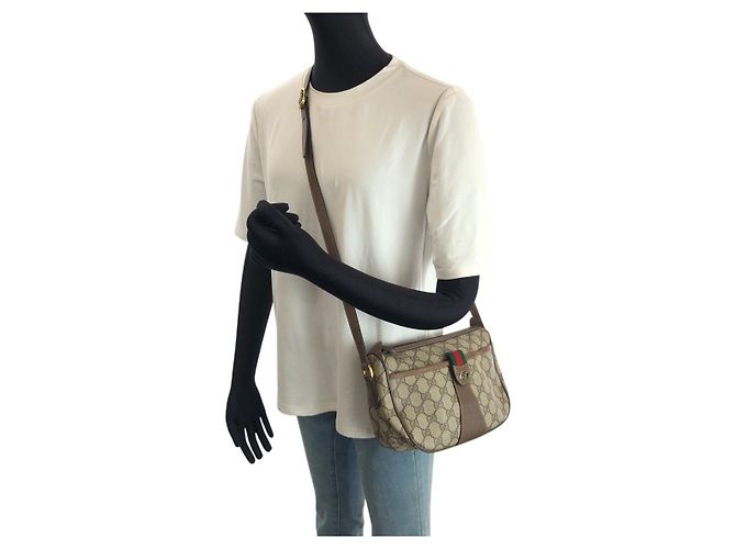 BORSA A TRACCOLLA GUCCI OLD GUCCI SHERRY LINE GG SUPREME CANVAS - vista 7