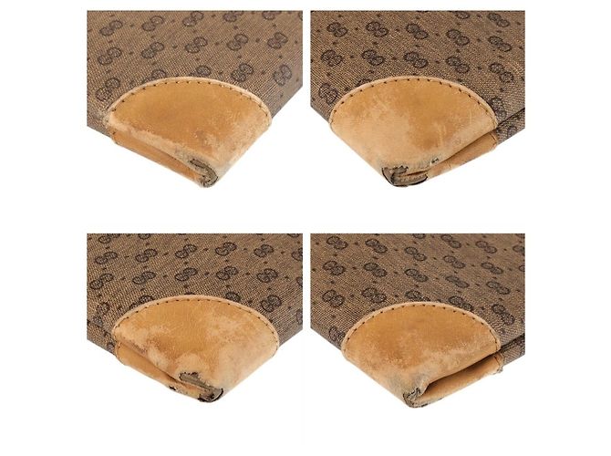 Borsa Tote GUCCI Vintage Sherry Line MicroGG GG Supreme Canvas - vista 3